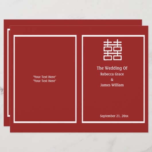 Het Chinese Weddenprogramma van het Dubbele Geluk (Voorkant / Achterkant)