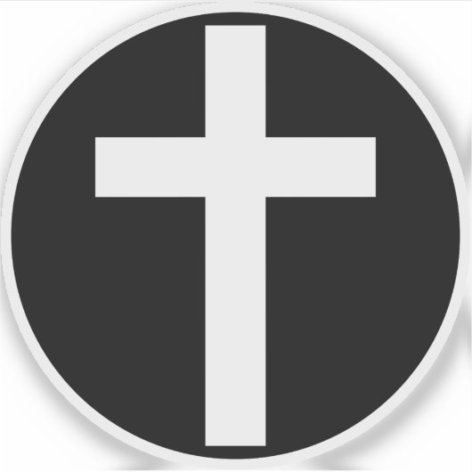 Het Christelijk Kruis (wit op zwart) Sticker (Voorkant)