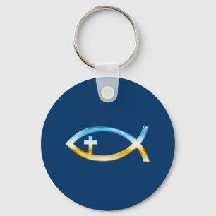 Het Christelijke Symbool van Vissen met Kruisbeeld Sleutelhanger