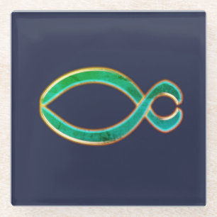 Het Christelijke symbool voor vissen. Glazen Onderzetter