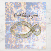 Het Christelijke symbool voor vissen. Wijn Etiket (Enkel label)