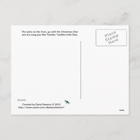 Het Christmas Star Song Briefkaart (Achterkant)