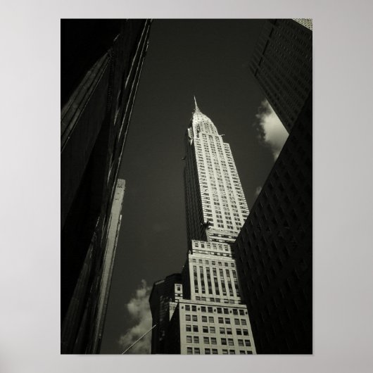 Het Chrysler-gebouw, zwart-wit, klein Poster (Voorkant)