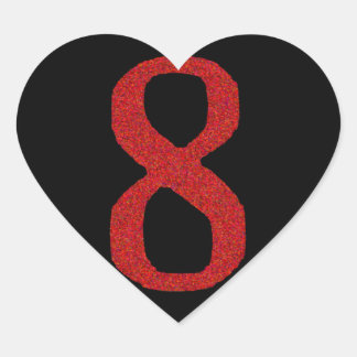 HET CIJFER 8 IN ROOD HART STICKER