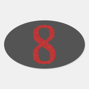 HET CIJFER 8 IN ROOD OVALE STICKER