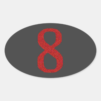 HET CIJFER 8 IN ROOD OVALE STICKER
