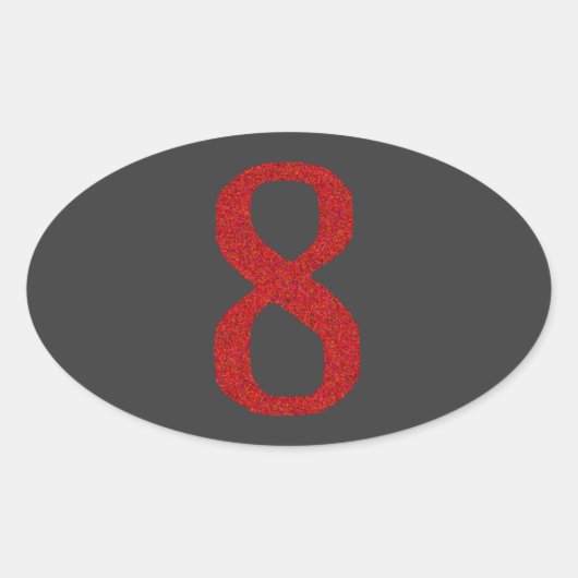 HET CIJFER 8 IN ROOD OVALE STICKER (Voorkant)