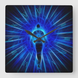 Het cijfer komt uit het licht vierkante klok