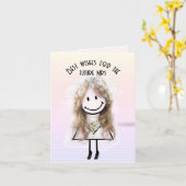 Het cijfer van de kruk op hart kaart (Gele Bloem)