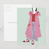 Het cijfer van de permanente Mode - Overmaatse jas Briefkaart (Voorkant / Achterkant)