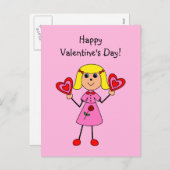 Het Cijfer van de Stok van het Meisje van Feestdagenkaart (Voorkant / Achterkant)