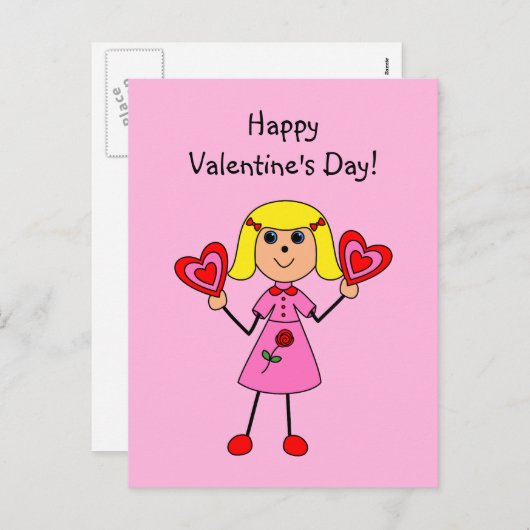 Het Cijfer van de Stok van het Meisje van Feestdagenkaart (Voorkant / Achterkant)