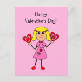 Het Cijfer van de Stok van het Meisje van Feestdagenkaart (Voorkant)