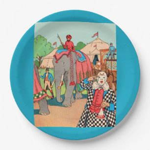 Het circus komt naar de stad papieren bordje