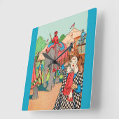 Het circus komt naar de stad vierkante klok (Hoek)