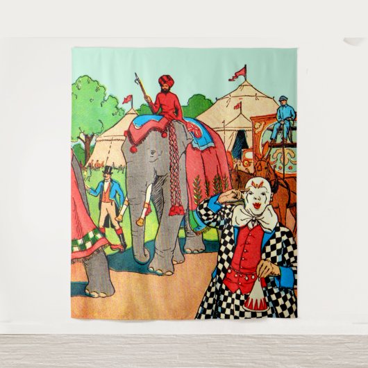 Het circus komt naar de stadskrant wandkleed (Voorkant)