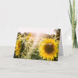 Het citaat "bloemen van de zonnebloem is geluk " kaart