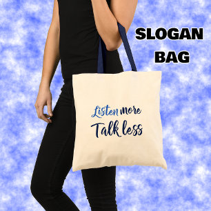 Het citaat luistert meer marine manuscript tote bag
