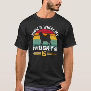 Het citaat thuis is waar mijn Siberische Husky-Vin T-shirt