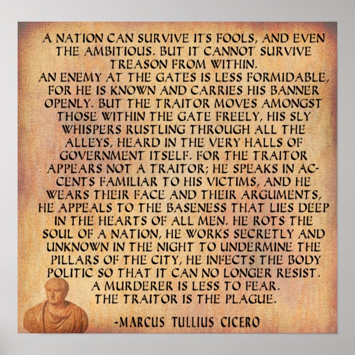 HET CITAAT VAN CICERO�N DE NATIE KAN VERRAAD POSTER