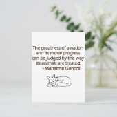 Het Citaat van de Dieren van Gandhi met Kat Briefkaart (Staand voorkant)