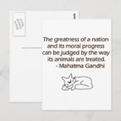 Het Citaat van de Dieren van Gandhi met Kat Briefkaart (Voorkant / Achterkant)