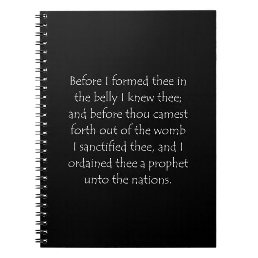 Het Citaat van de manuscripten Jeremiah 1 5 Notitieboek (Voorkant)