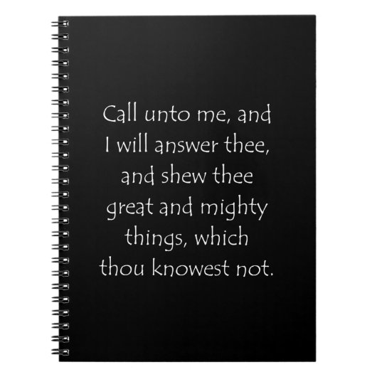 Het Citaat van de manuscripten Jeremiah 33 3 Notitieboek (Voorkant)