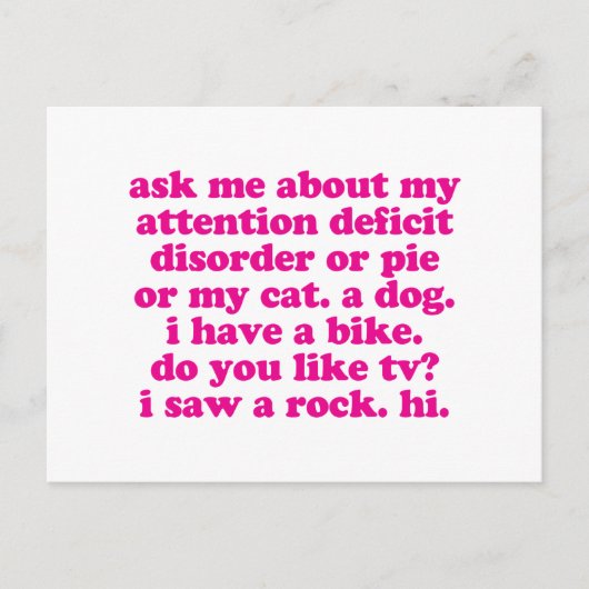 Het Citaat van de Verstoorde van de aandacht ADHD  Briefkaart (Voorkant)