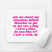 Het Citaat van de Verstoorde van de aandacht ADHD Muismat (Met muis)