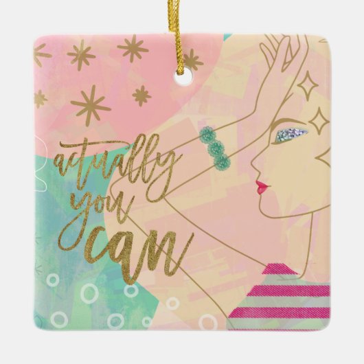 Het citaat van het Vrouw van de lijn trekt eigenli Keramisch Ornament (Voorkant)