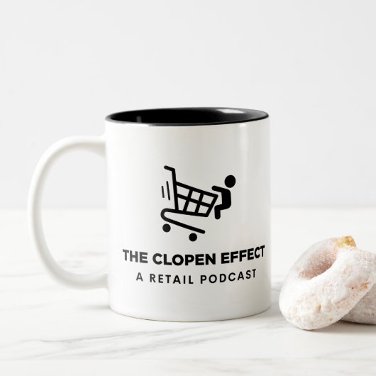 Het Clopen-effect - zwarte Logo tweetone koffie-Mo Tweekleurige Koffiemok (Met donut)