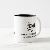 Het Clopen-effect - zwarte Logo tweetone koffie-Mo Tweekleurige Koffiemok (Voorkant rechts)