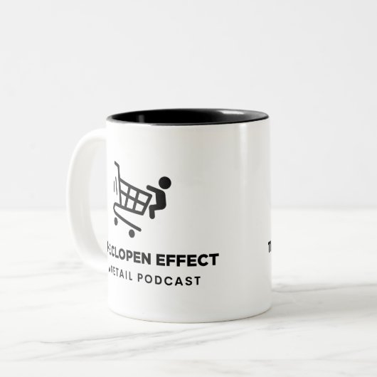 Het Clopen-effect - zwarte Logo tweetone koffie-Mo Tweekleurige Koffiemok (Voorkant links)