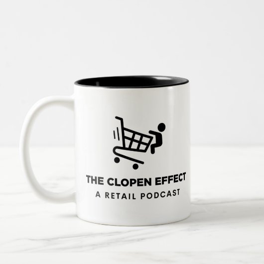 Het Clopen-effect - zwarte Logo tweetone koffie-Mo Tweekleurige Koffiemok (Links)
