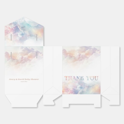 Het Cloud Nine Rainbow Fluffy Cloud Baby shower Bedankdoosjes (Ongevouwen)