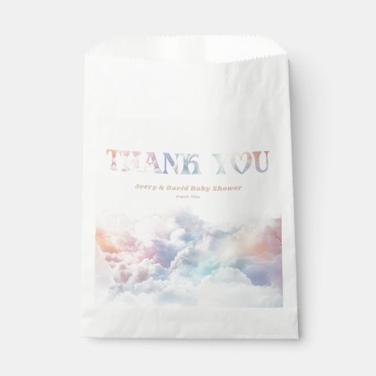 Het Cloud Nine Rainbow Fluffy Cloud Baby shower Bedankzakje (Voorkant)