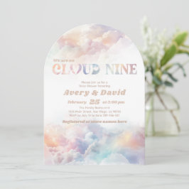 Het Cloud Nine Rainbow Fluffy Cloud Baby shower Kaart