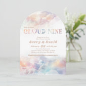 Het Cloud Nine Rainbow Fluffy Cloud Baby shower Kaart (Staand voorkant)