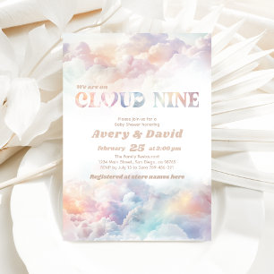 Het Cloud Nine Rainbow Fluffy Cloud Baby shower Kaart
