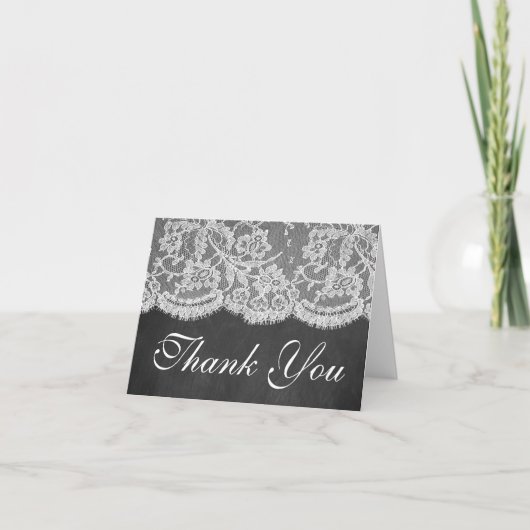Het Collectie Chalkboard en Lace Wedding Bedankkaart (Voorkant)