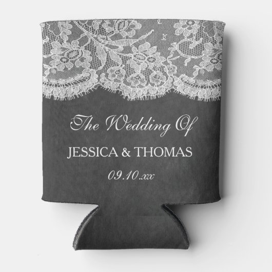 Het Collectie Chalkboard en Lace Wedding Blikjeskoeler (Voorkant)