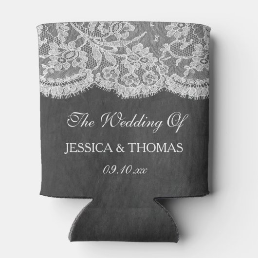 Het Collectie Chalkboard en Lace Wedding Blikjeskoeler (Achterkant)
