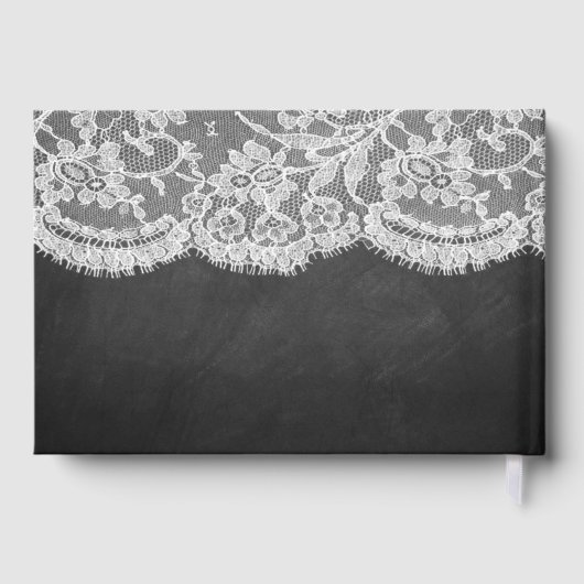 Het Collectie Chalkboard en Lace Wedding Gastenboek (Achterkant)