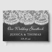 Het Collectie Chalkboard en Lace Wedding Gastenboek (Voorkant)