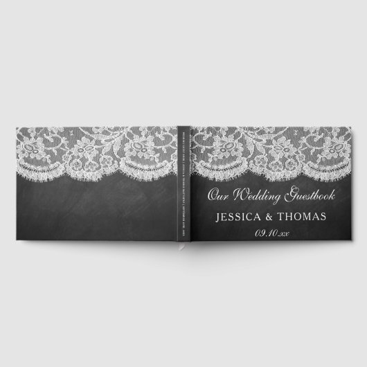 Het Collectie Chalkboard en Lace Wedding Gastenboek (Volledig)