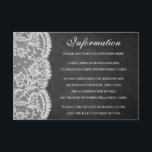 Het Collectie Chalkboard en Lace Wedding Informatiekaartje<br><div class="desc">Het chalkboard & lace collectie is een prachtig ontwerp met een mooie krijtbord effect achtergrond met een romantische witte lace effect trim. Deze Detail Kaarten kunnen worden gepersonaliseerd voor uw speciale gelegenheid en zou de perfecte bijpassende insert voor een bruiloft suite, vrijgezellenfeest, verlovingsfeest, verjaardagsfeest en nog veel meer. Deze kaarten...</div>