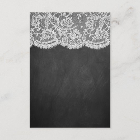 Het Collectie Chalkboard en Lace Wedding Informatiekaartje (Achterkant)