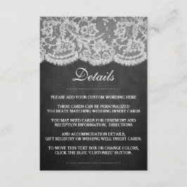 Het Collectie Chalkboard en Lace Wedding Informatiekaartje