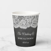 Het Collectie Chalkboard en Lace Wedding Papieren Bekers (Achterkant)